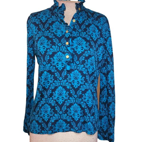 Lands End Print Long Sleeve Blouse Size XS - Picture 1 of 3